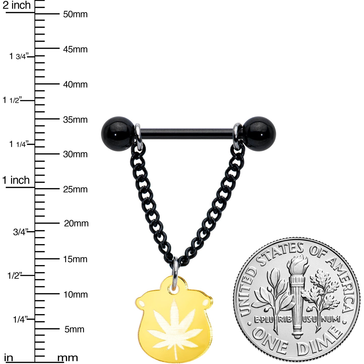 14G 1/2 Pot o Gold Pot Leaf St Patricks Dangle Nipple Ring Set