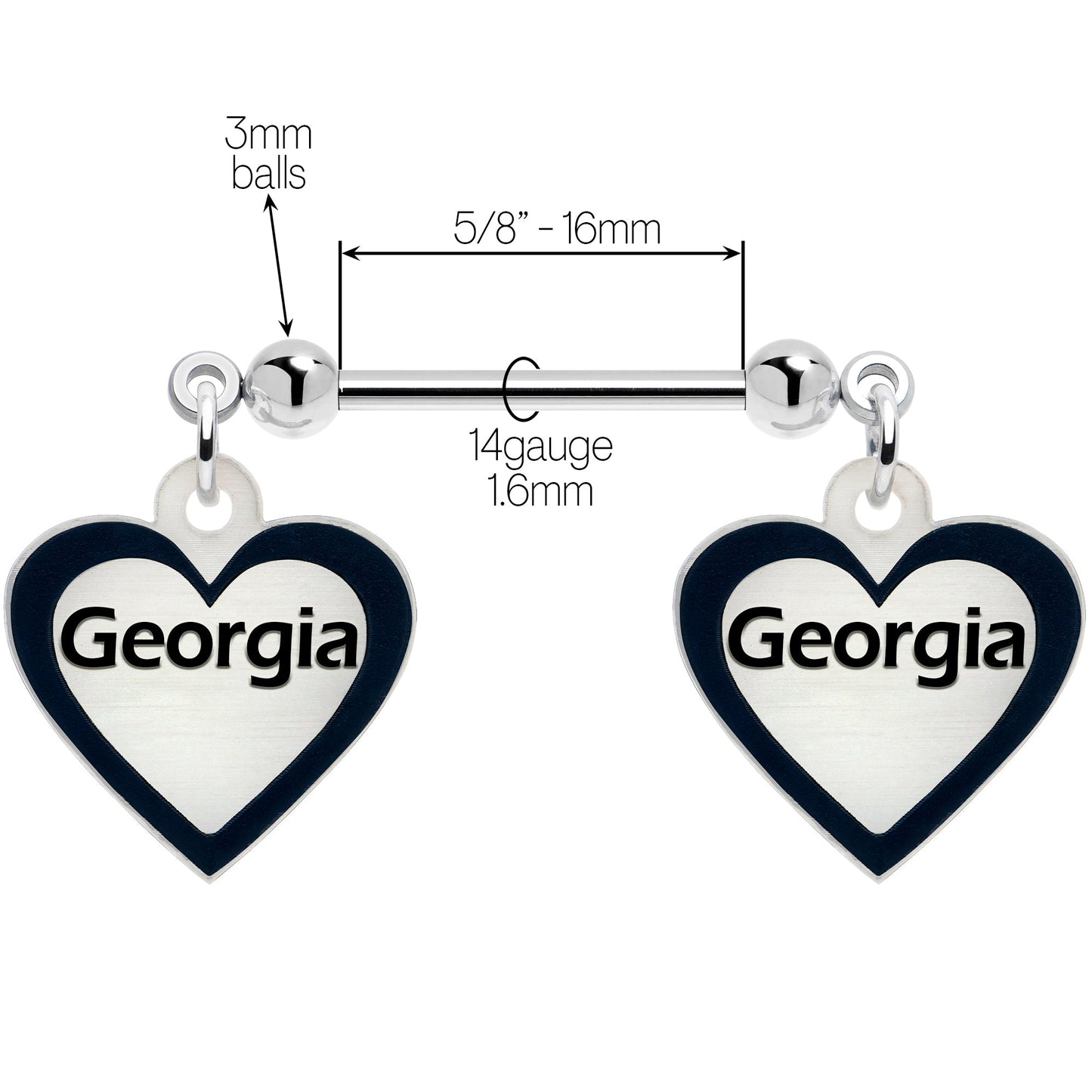 Custom Heart Glow in the Dark Double Personalized Name Dangle Nipple Ring Set