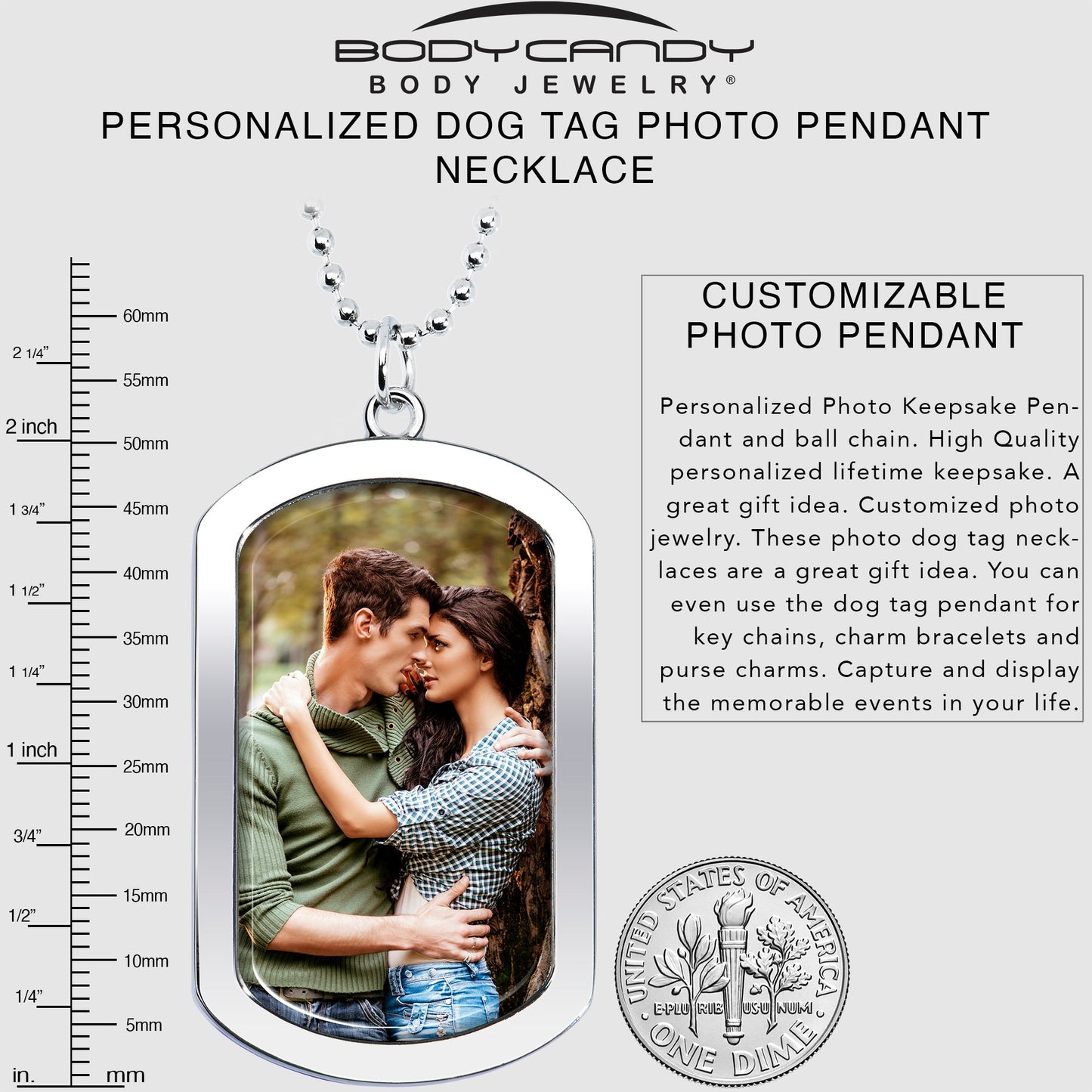 Personalized Dog Tag Photo Pendant Necklace