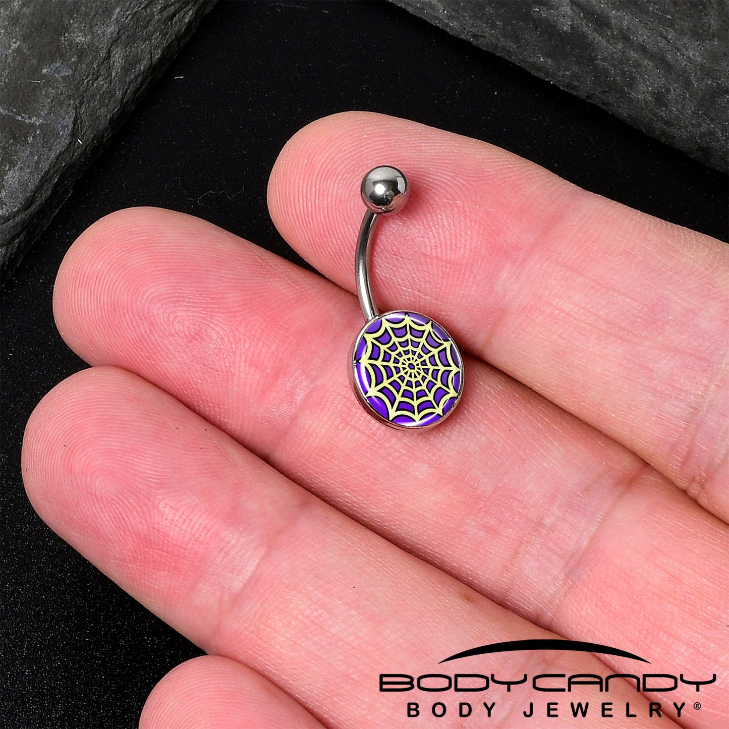 Two Tone Spider Web Belly Ring by Onyx O