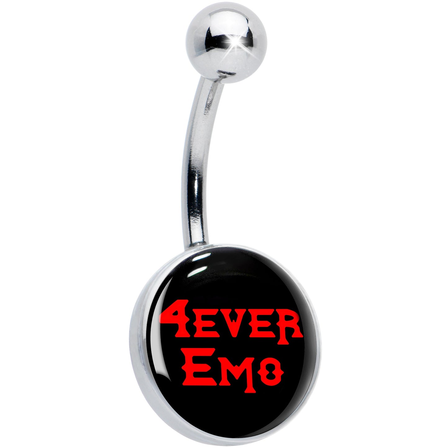 Black Red 4 Ever Emo Belly Ring by Onyx O