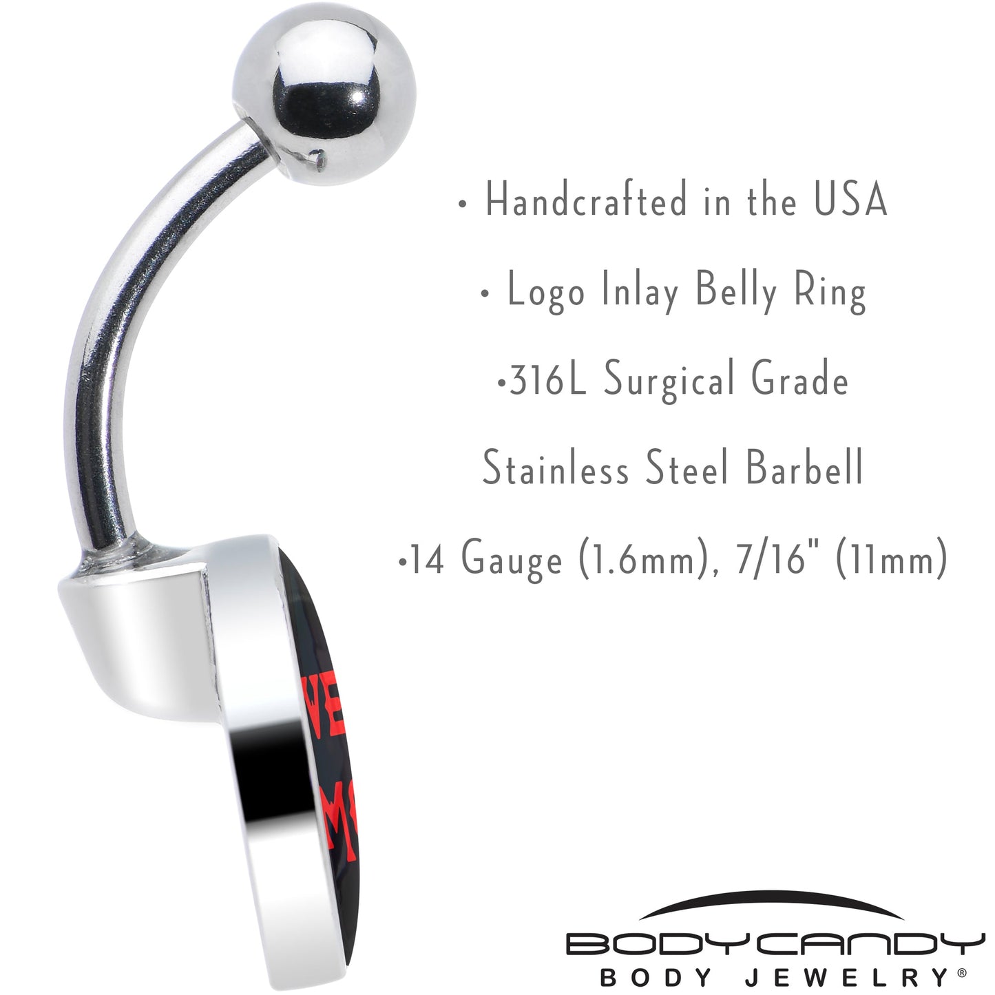 Black Red 4 Ever Emo Belly Ring by Onyx O