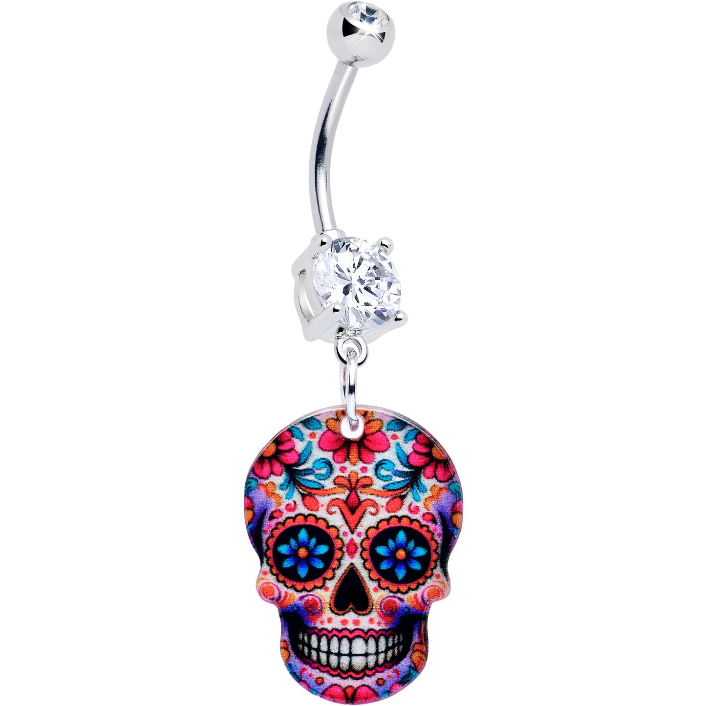 Acrylicious Happy Sugar Skull Dangle Belly Ring