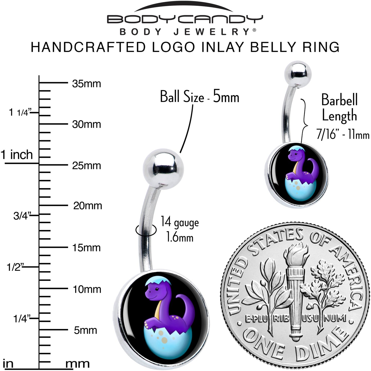 Baby Dinosaur Belly Ring by Onyx O