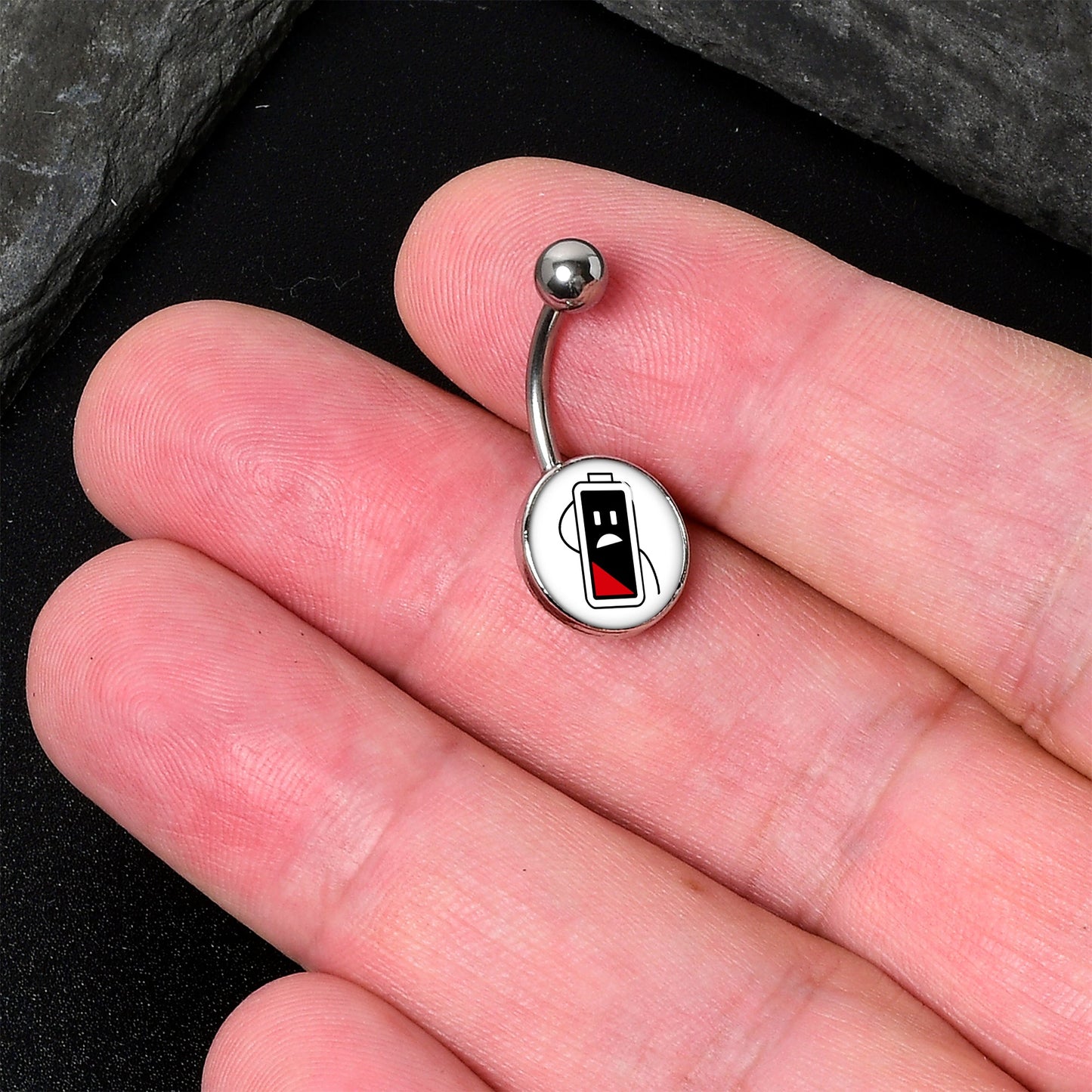 Battery Empty Belly Ring by Onyx O