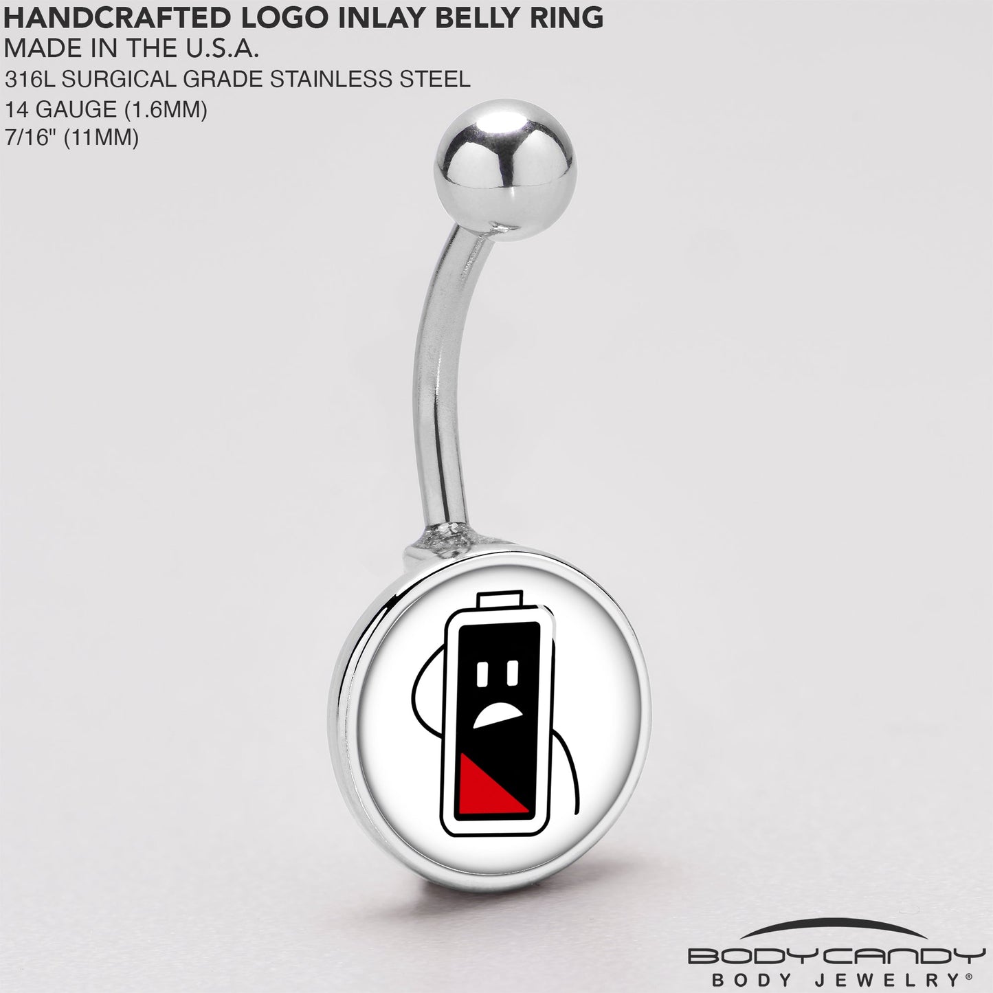 Battery Empty Belly Ring by Onyx O