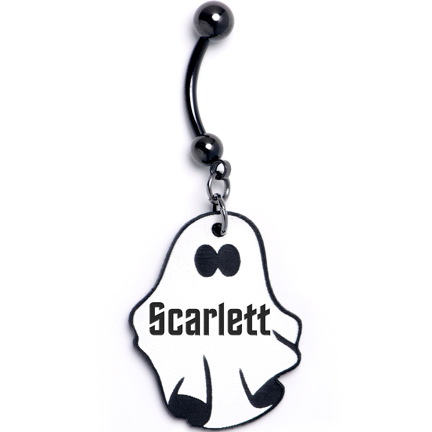 Custom Black Halloween Ghost Personalized Dangle Belly Ring