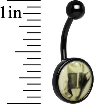 Black Titanium Classic Candy Corn Glow in the Dark Belly Ring