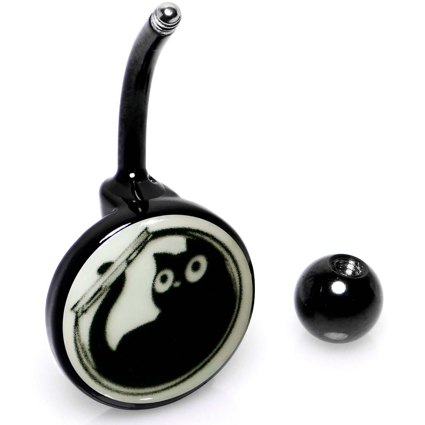 Glow in the Dark Fishbowl Kitty Cat Belly Ring by Onyx O
