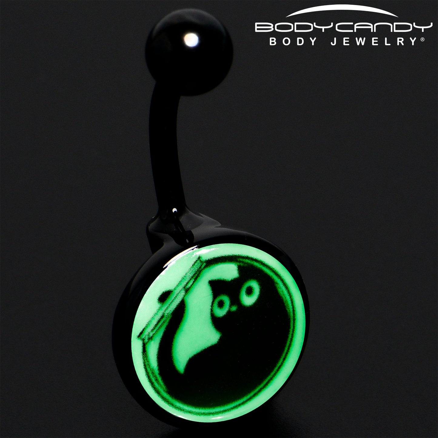 Glow in the Dark Fishbowl Kitty Cat Belly Ring by Onyx O
