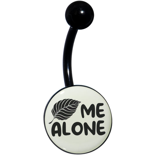 Glow in the Dark Black Leaf Me Alone Belly Ring by Onyx O