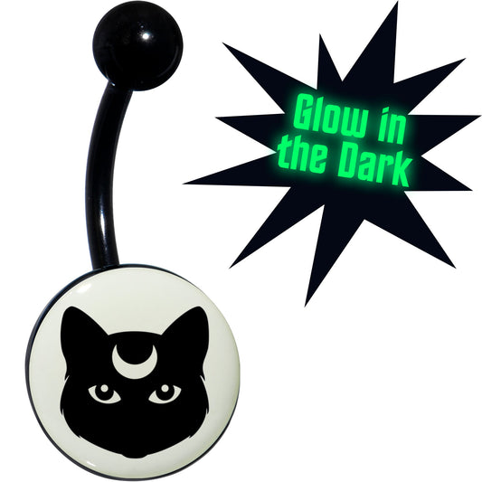 Glow in the Dark Mystic Kitty Cat Belly Ring by Onyx O