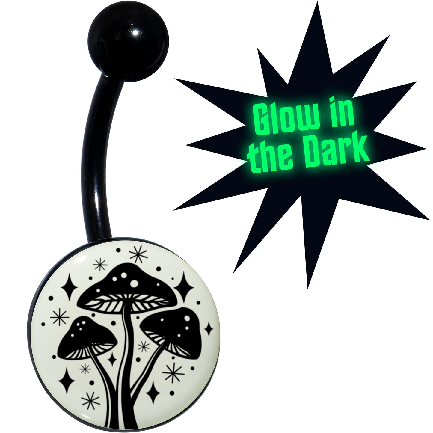 Glow in the Dark Mystic Mushroom Belly Ring by Onyx O