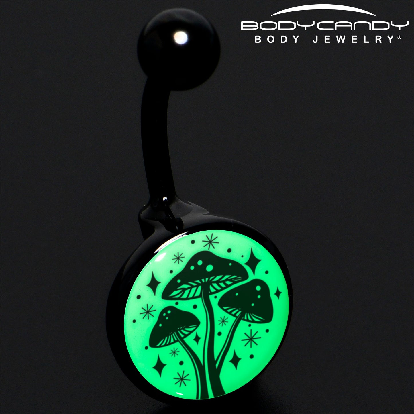 Glow in the Dark Mystic Mushroom Belly Ring by Onyx O
