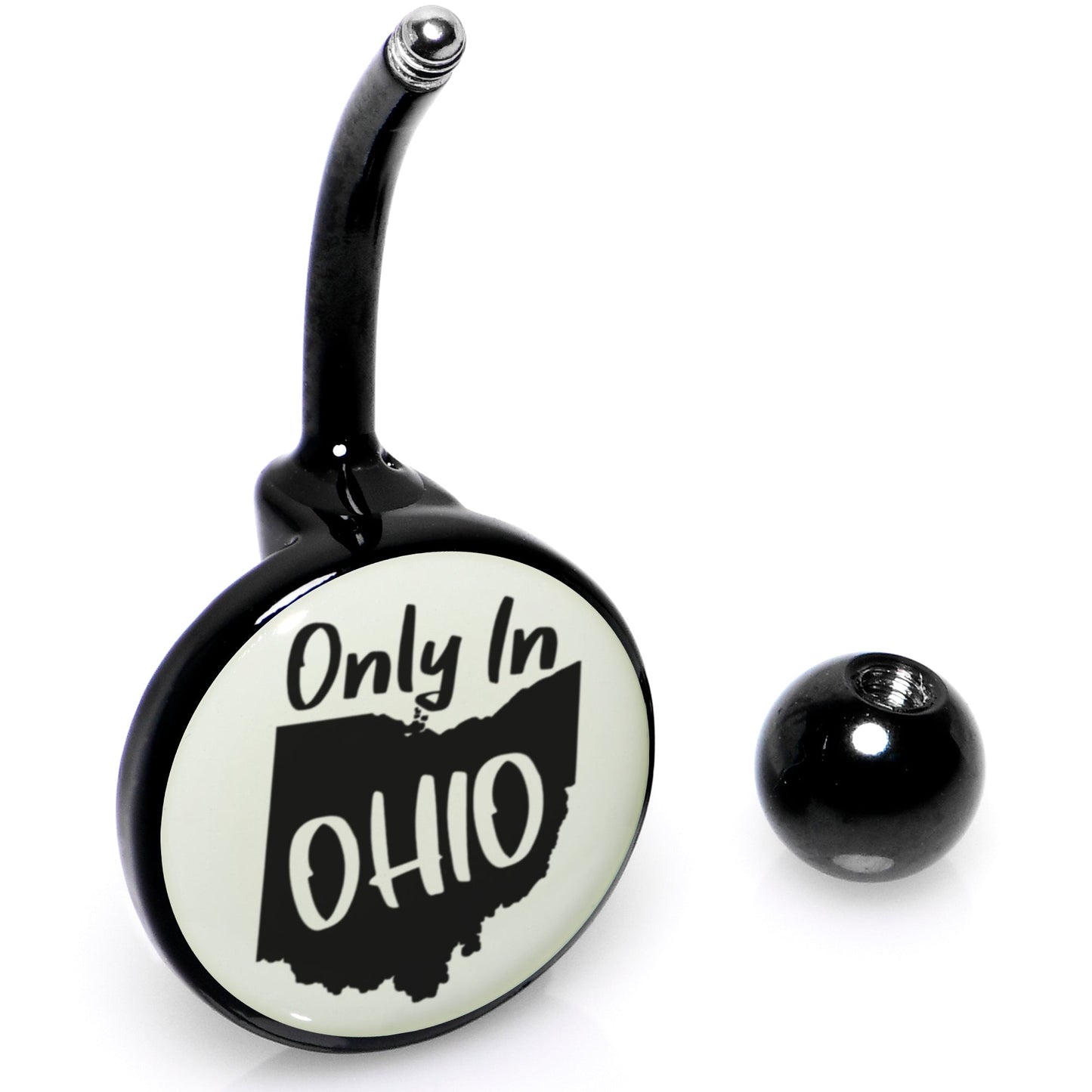 Glow in the Dark Black Only in Ohio Belly Ring by Onyx O