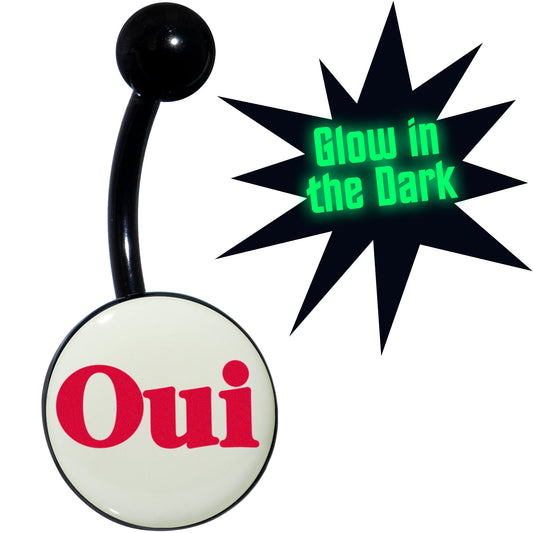 Black Anodized Glow in the Dark OUI Belly Ring by Onyx O