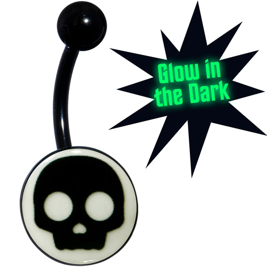 Glow in the Dark Simple Skull Belly Ring by Onyx O