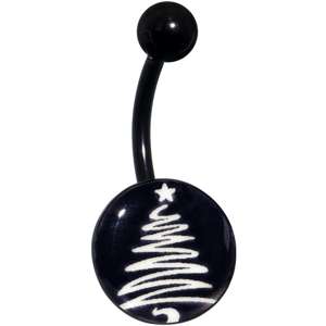 Black Glow in the Dark Holiday Christmas Tree Belly Ring by Onyx O