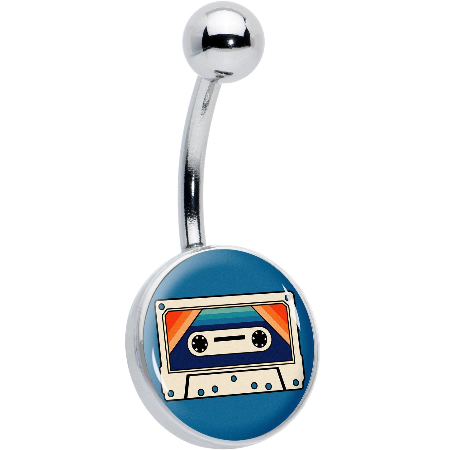 Retro Cassette Tape Belly Ring by Onyx O