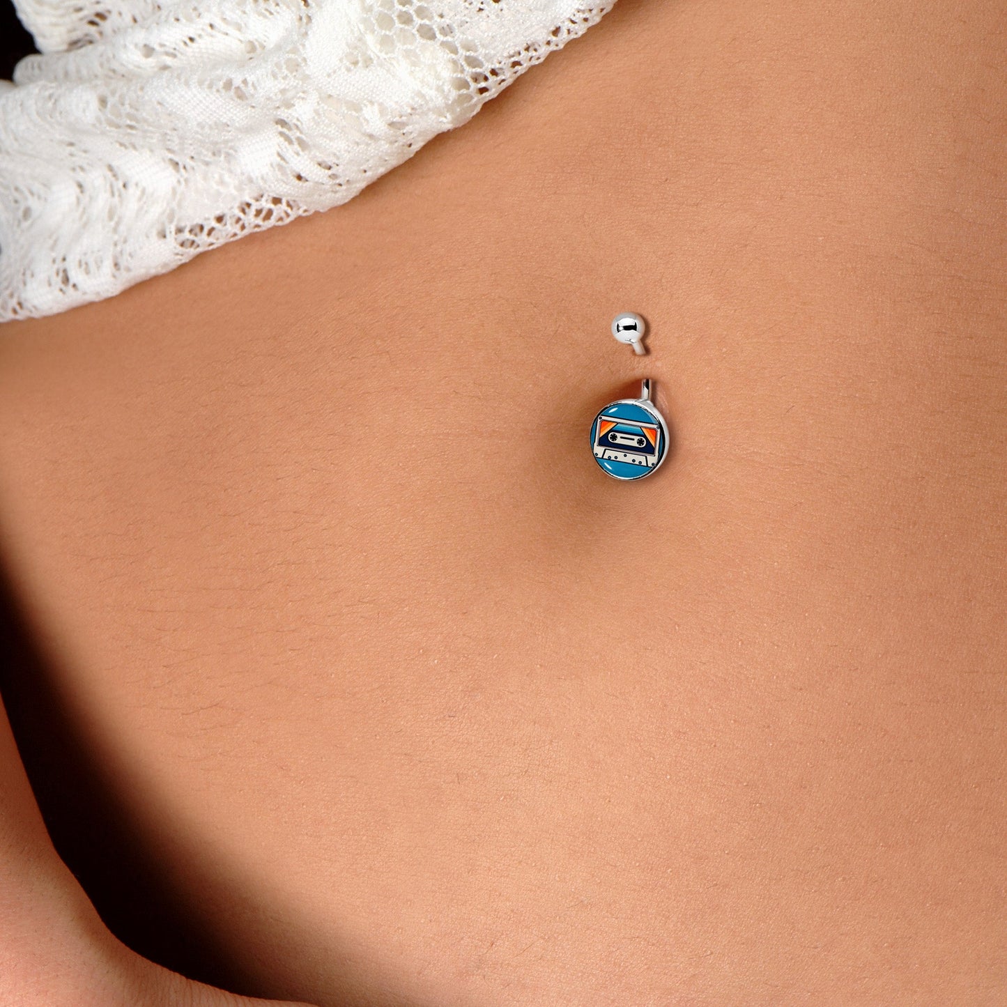 Retro Cassette Tape Belly Ring by Onyx O