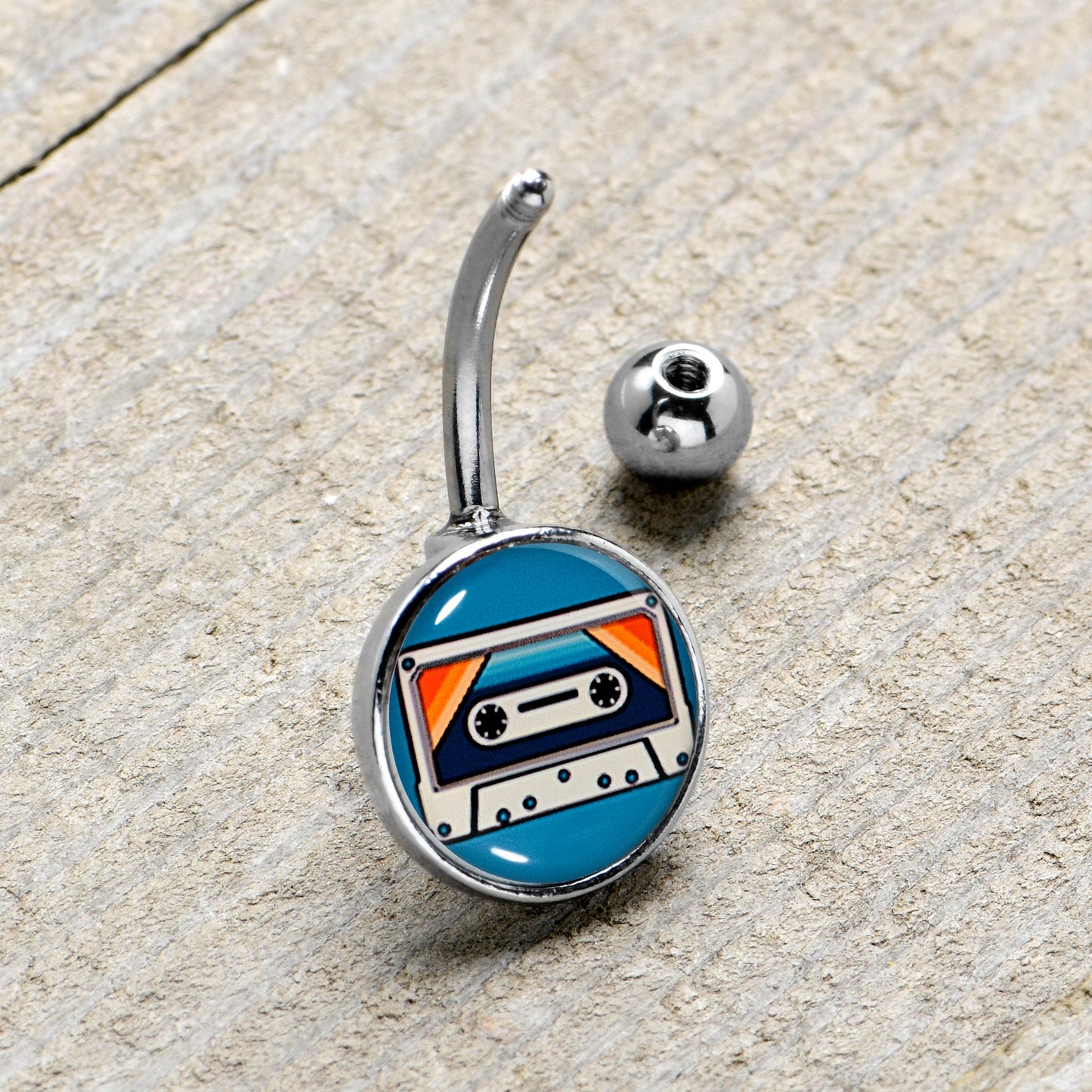 Retro Cassette Tape Belly Ring by Onyx O