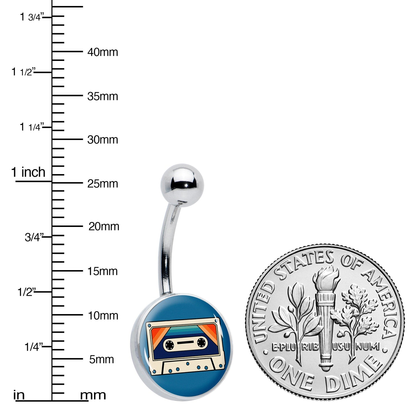 Retro Cassette Tape Belly Ring by Onyx O