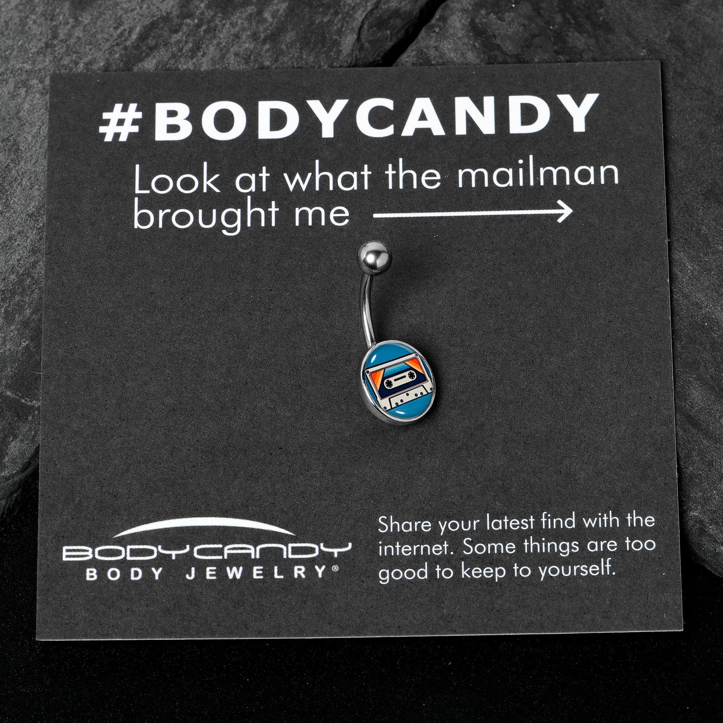 Retro Cassette Tape Belly Ring by Onyx O