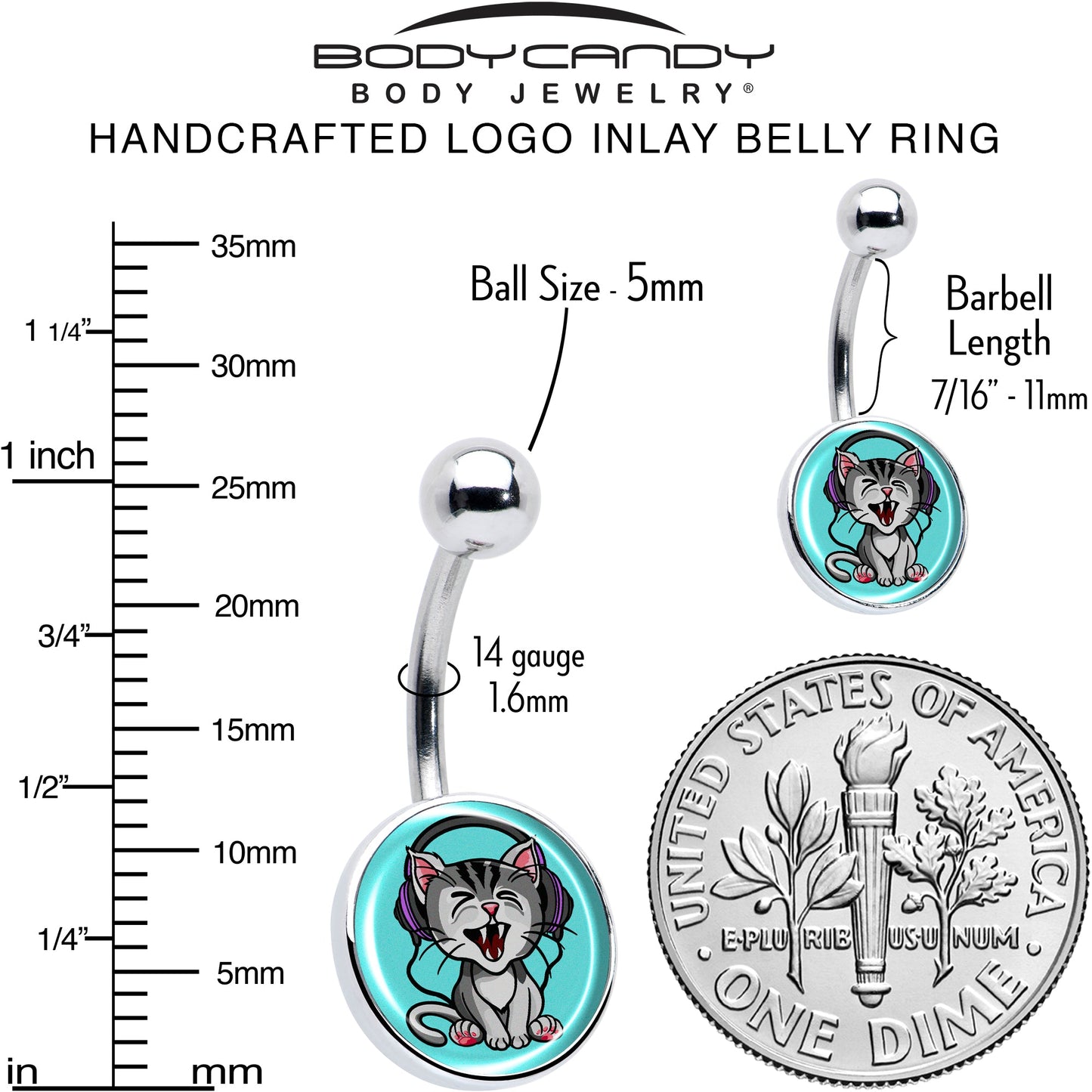 Heavy Metal Kitty Cat Belly Ring by Onyx O