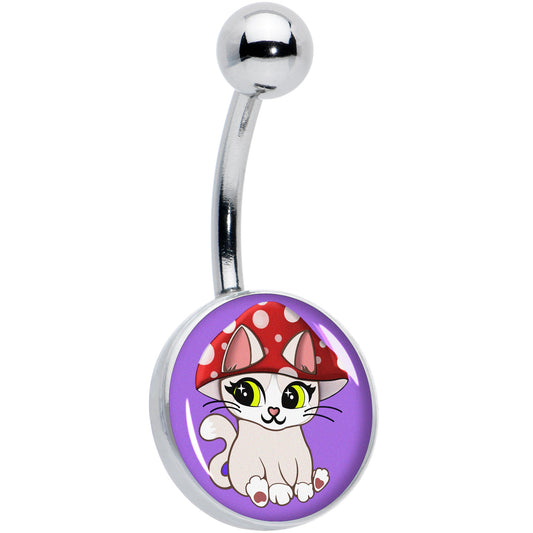 Polka Dot Mushroom Hat Cat Belly Ring by Onyx O