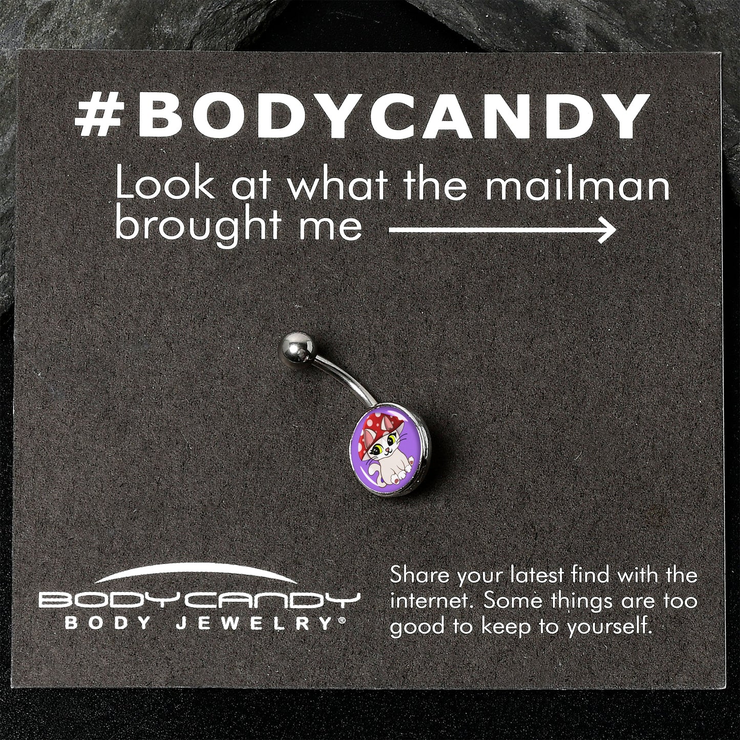 Polka Dot Mushroom Hat Cat Belly Ring by Onyx O