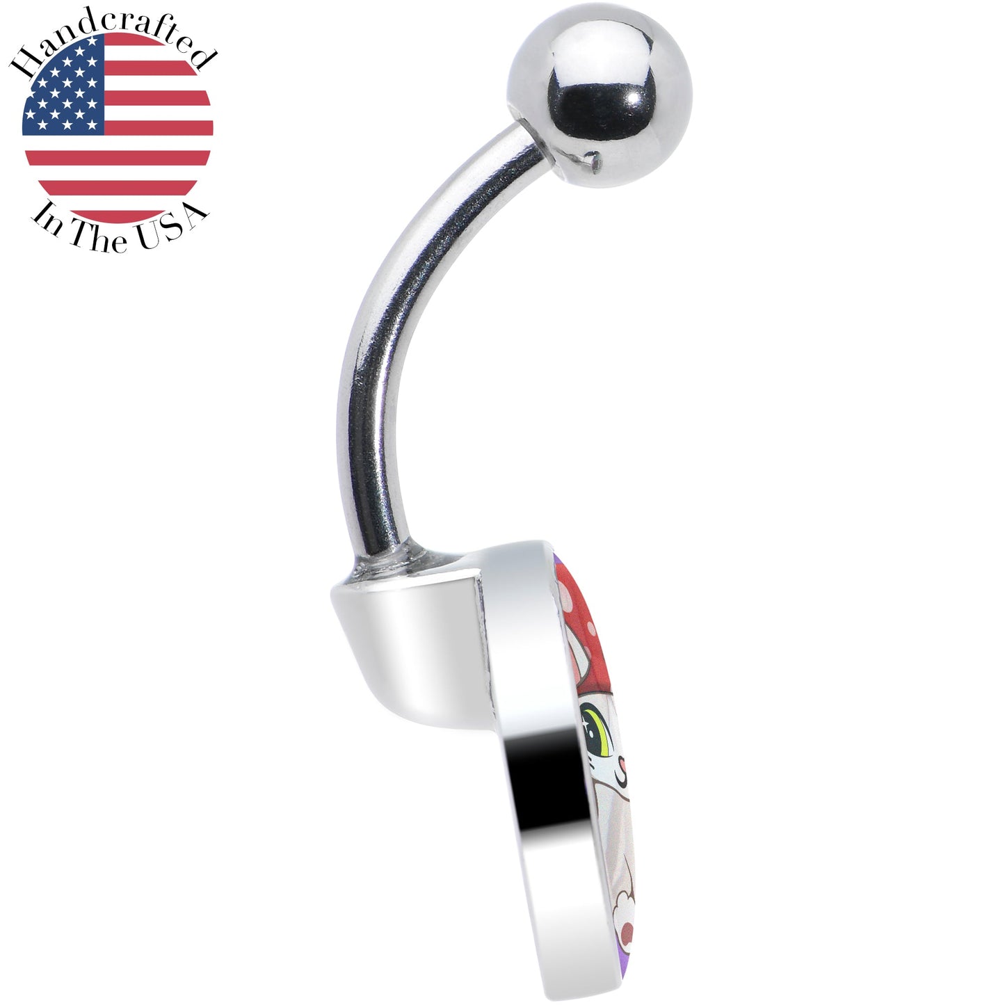 Polka Dot Mushroom Hat Cat Belly Ring by Onyx O