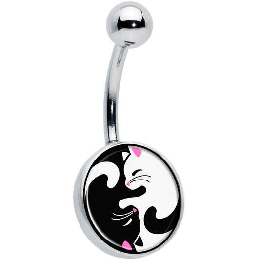 Cute Kitty Cat Yin Yang Belly Ring by Onyx O
