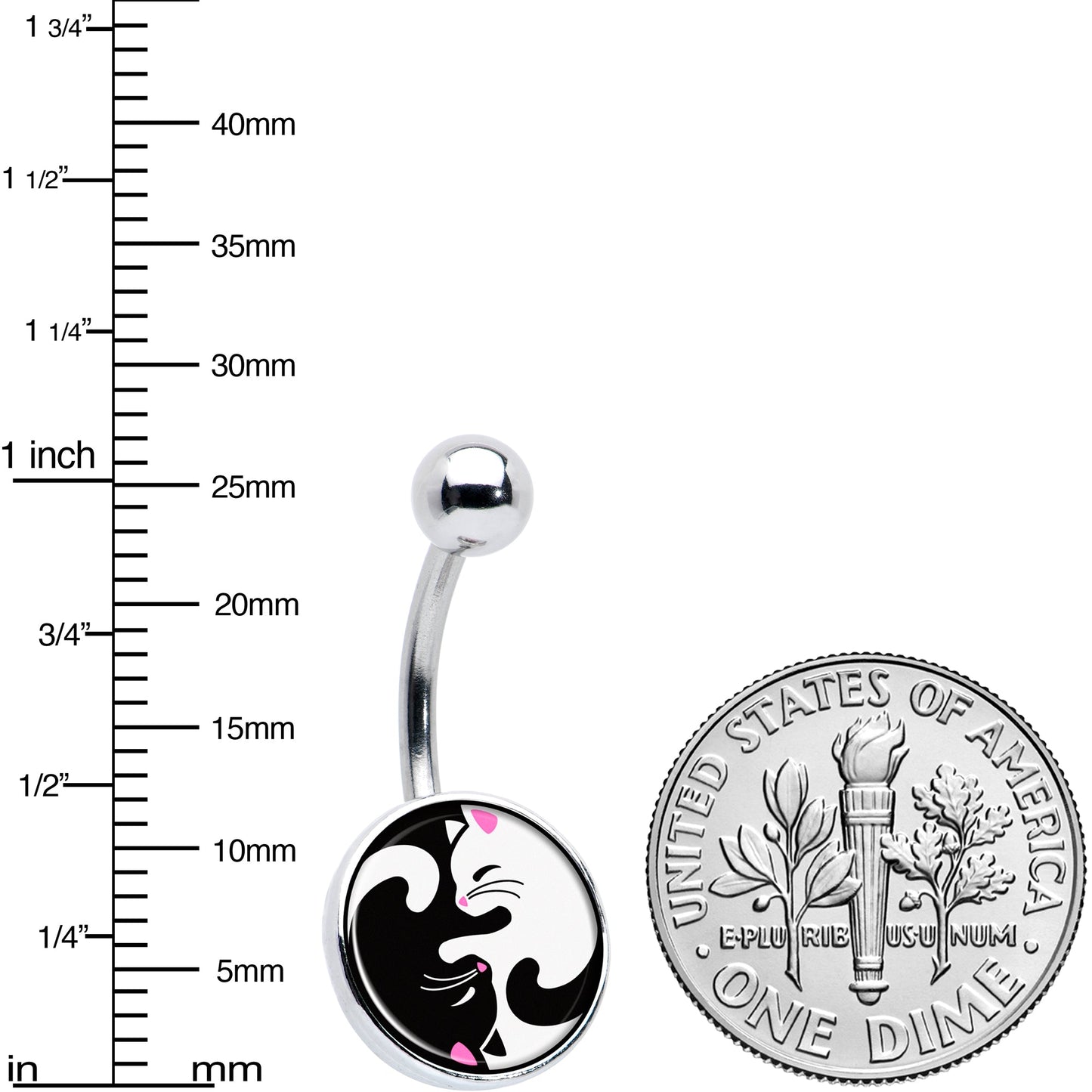 Cute Kitty Cat Yin Yang Belly Ring by Onyx O