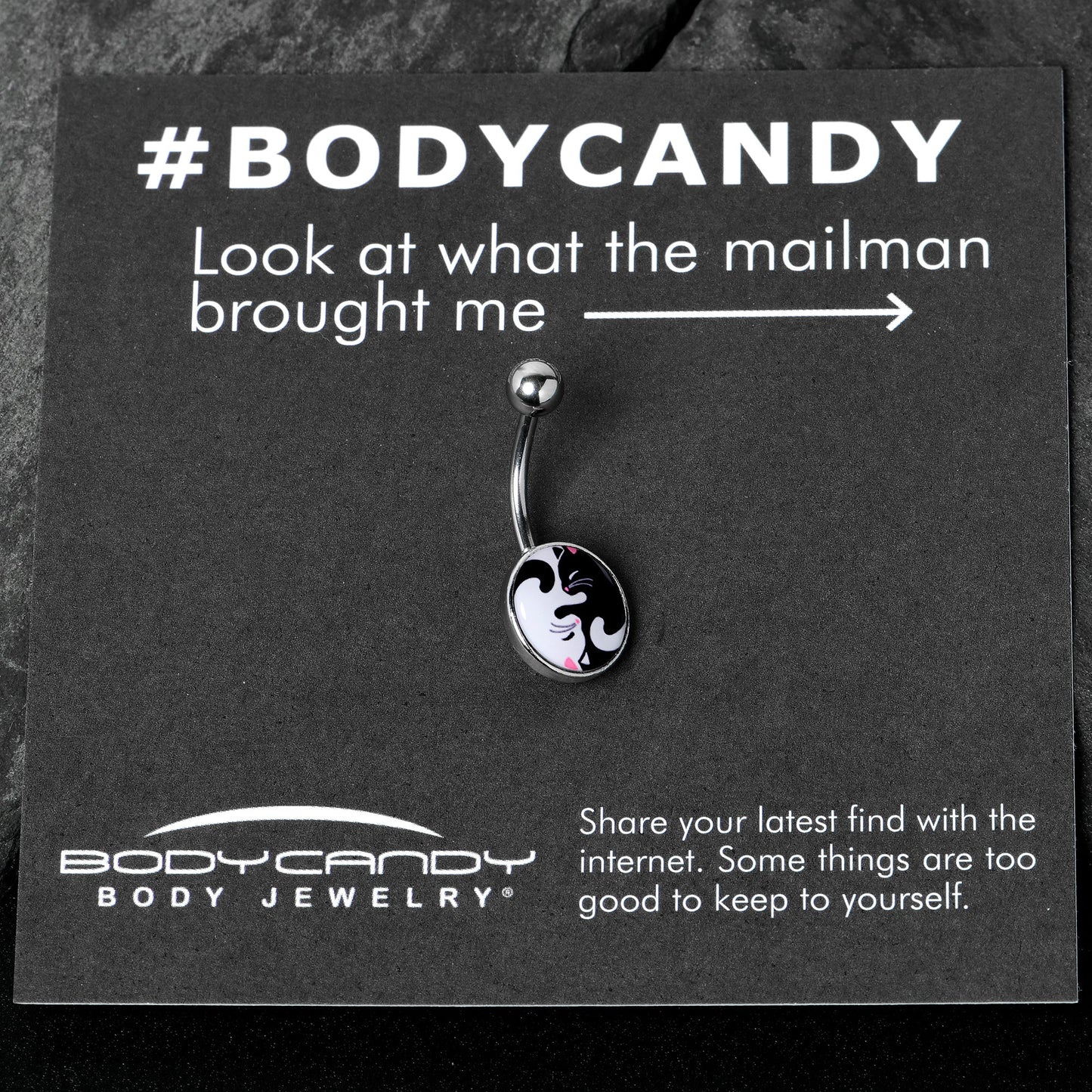 Cute Kitty Cat Yin Yang Belly Ring by Onyx O