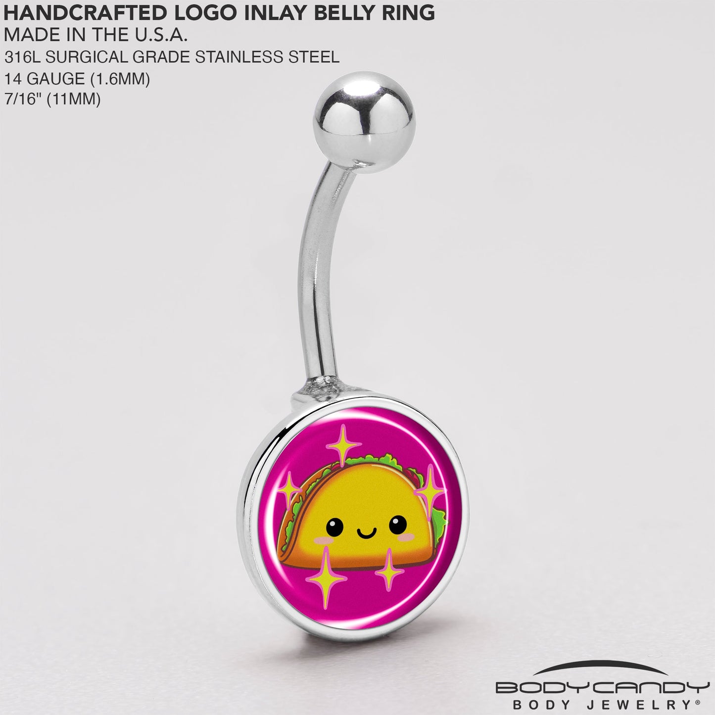Mexican Fiesta Cute Taco Belly Ring by Onyx O