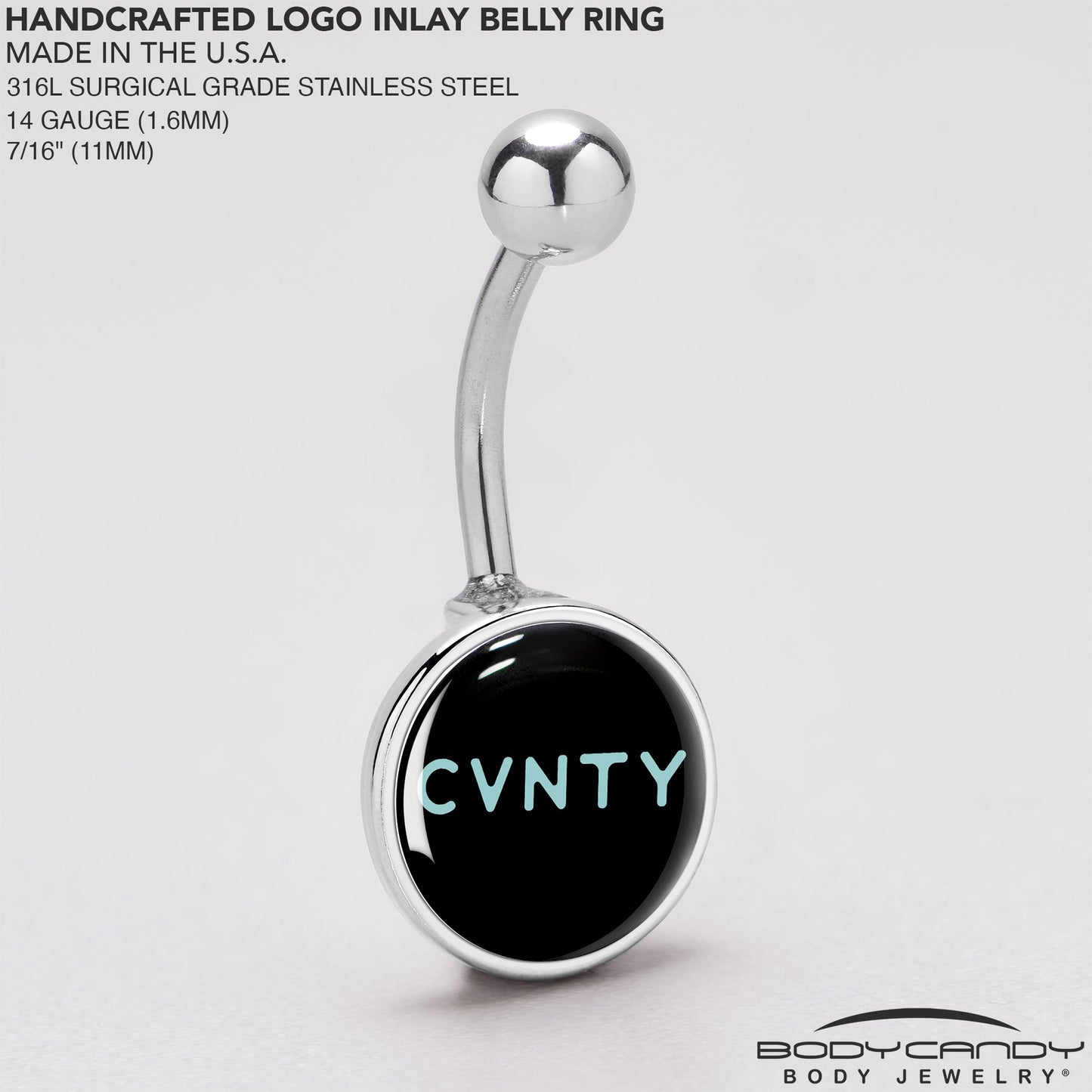 Phrase Logo CVNTY Belly Ring by Onyx O