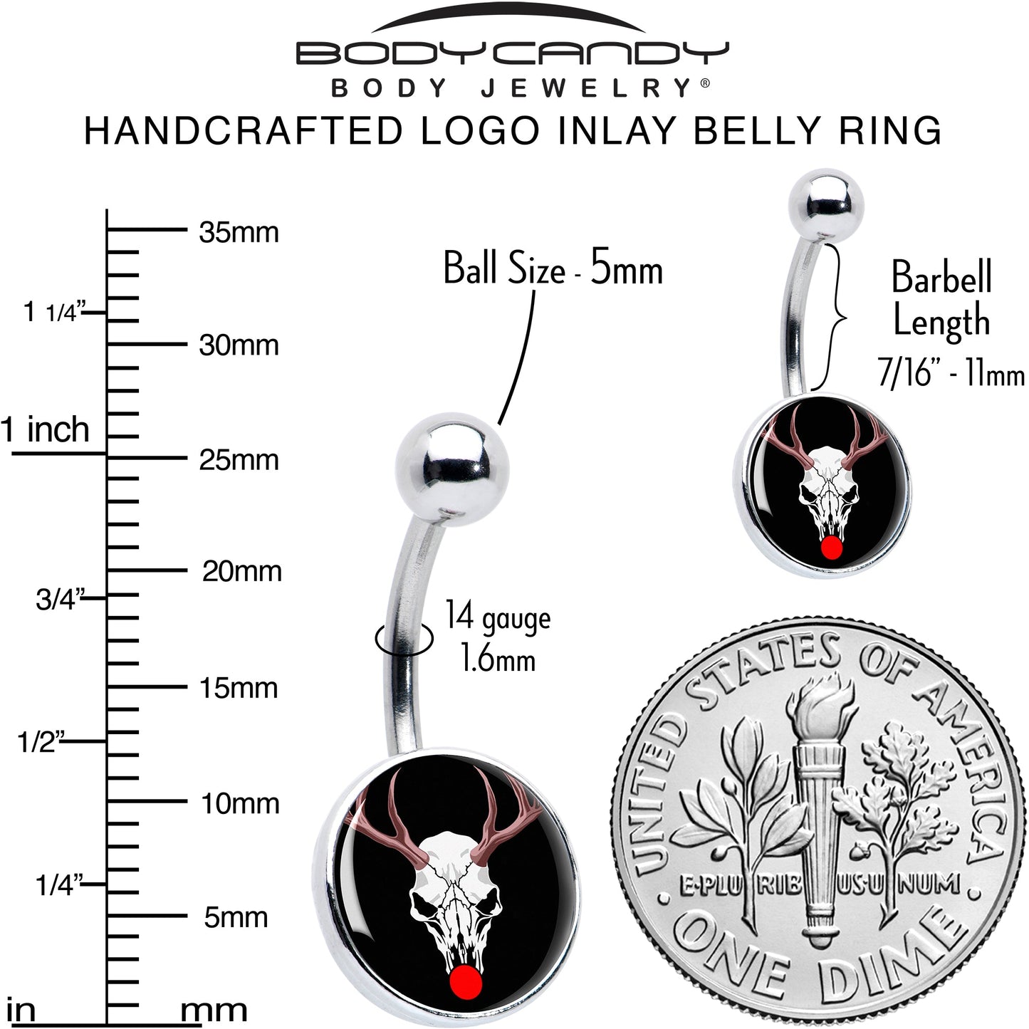 Holiday Dead Nosed Reindeer Belly Ring by Onyx O