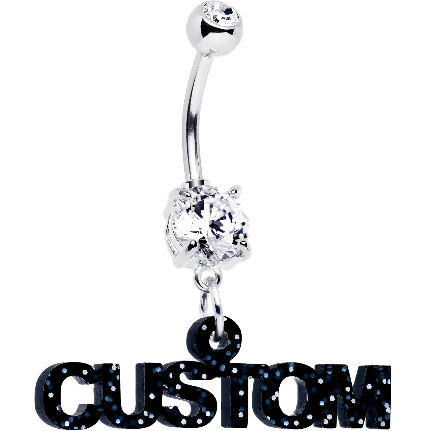 Custom Double Gem Personalized Name Belly Ring