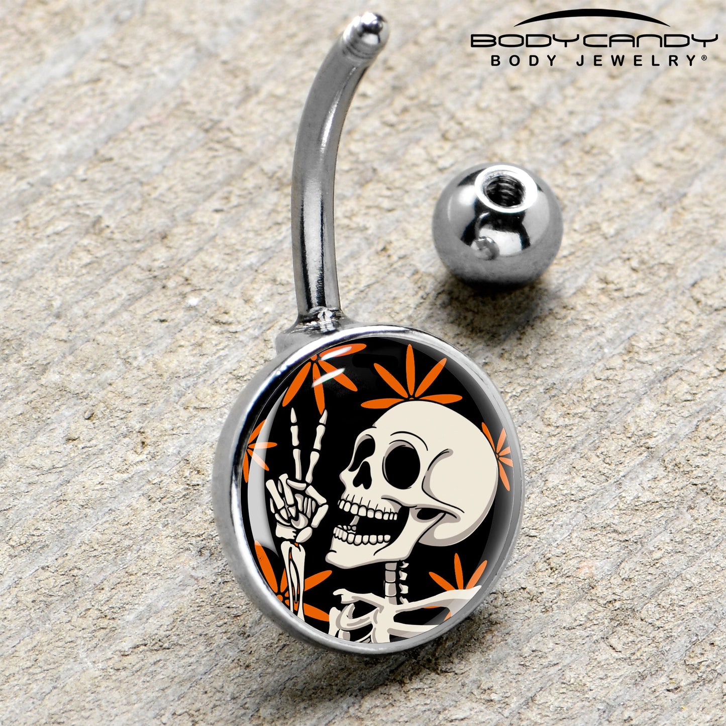 Peace Sign Skeleton Belly Ring by Onyx O