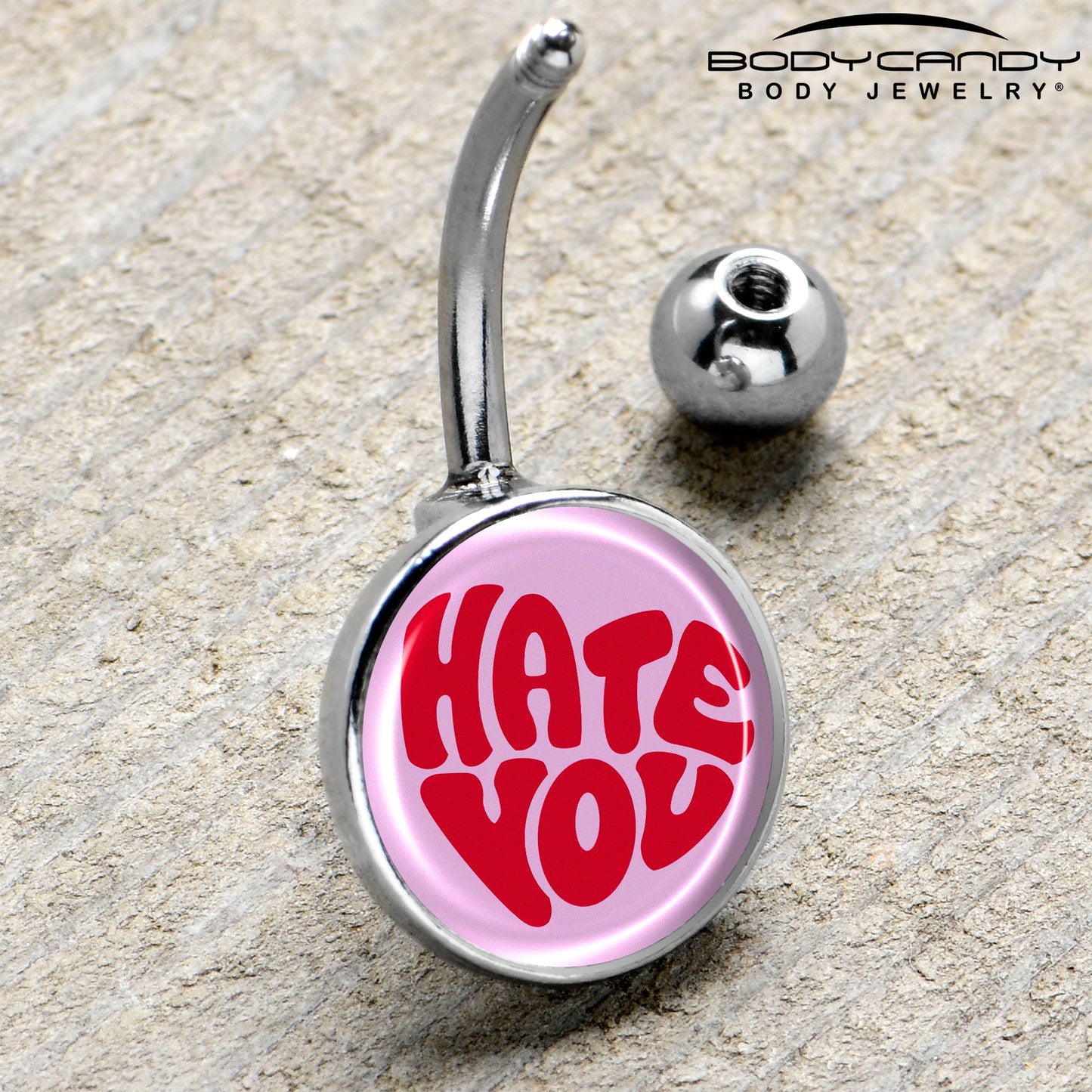 Retro Text Hate You Belly Ring by Onyx O