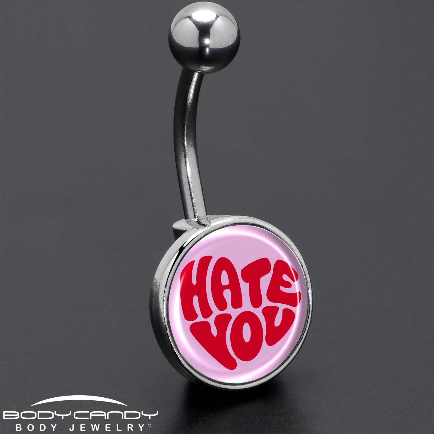 Retro Text Hate You Belly Ring by Onyx O