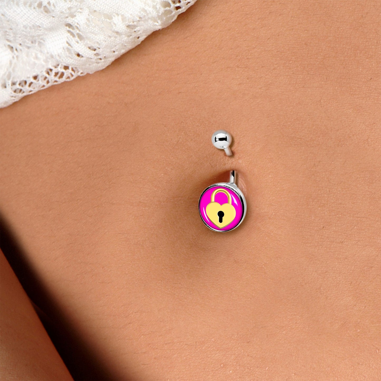 Heart Lock Belly Ring by Onyx O