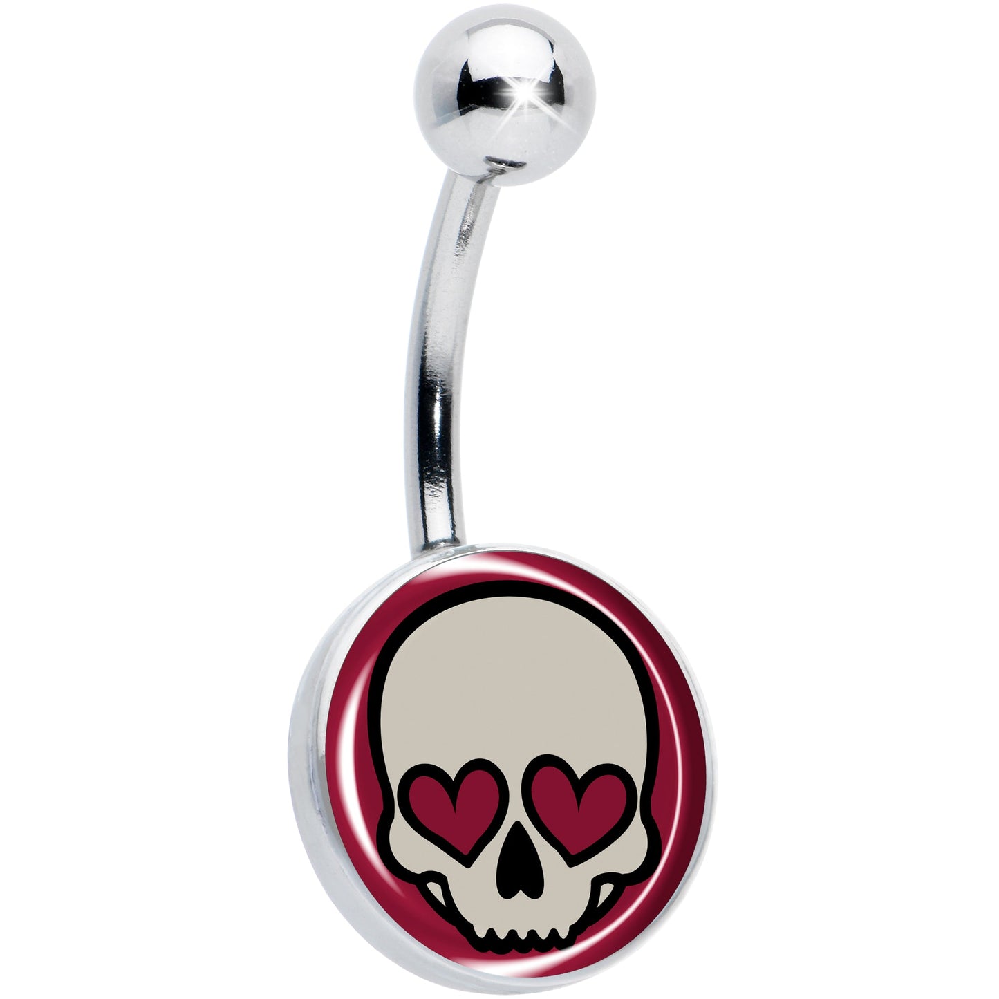 Valentine Heart Skull Belly Ring