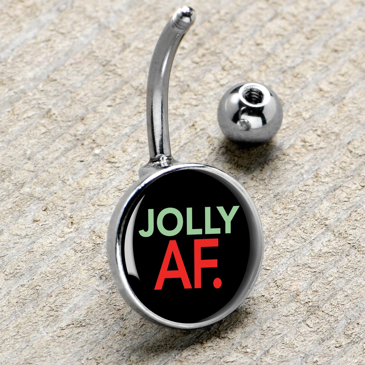 Jolly AF Festive Holiday Christmas Belly Ring by Onyx O
