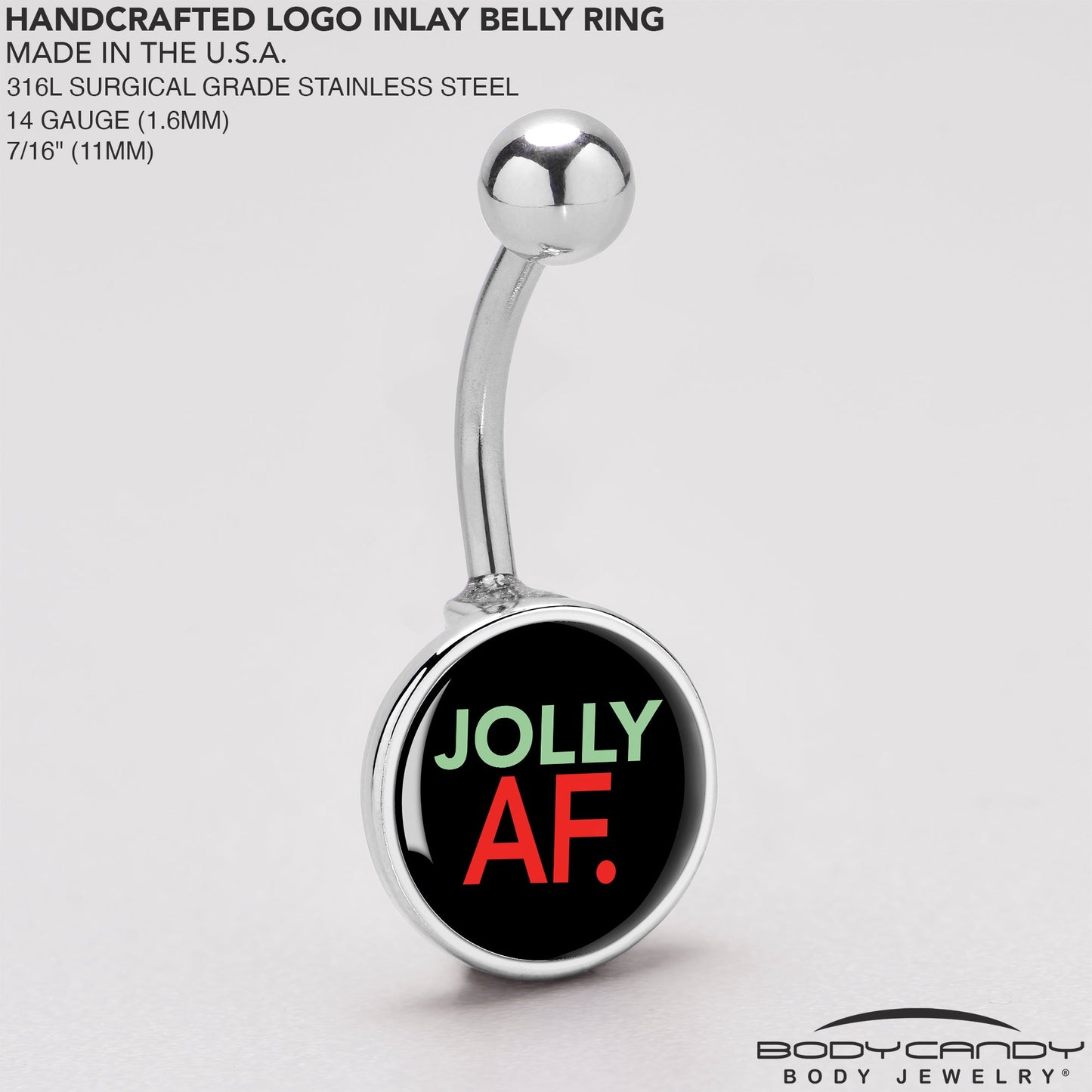 Jolly AF Festive Holiday Christmas Belly Ring by Onyx O