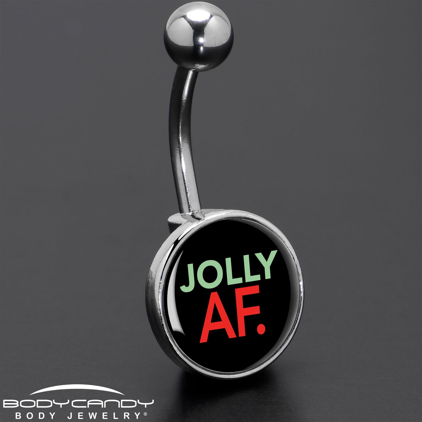 Jolly AF Festive Holiday Christmas Belly Ring by Onyx O