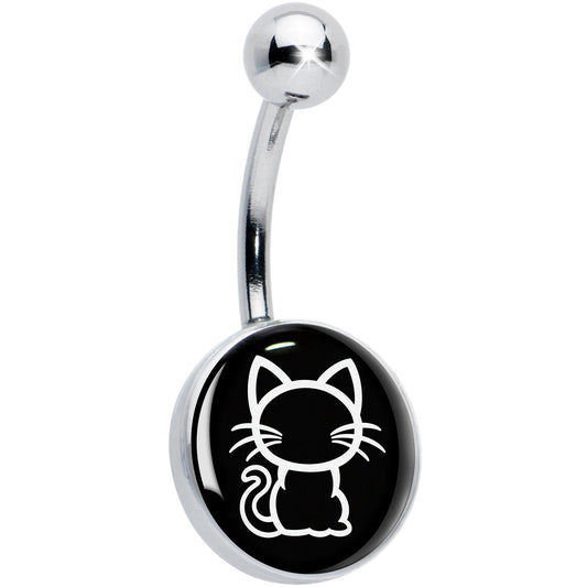 Black and White Kitty Cat Belly Ring by Onyx O
