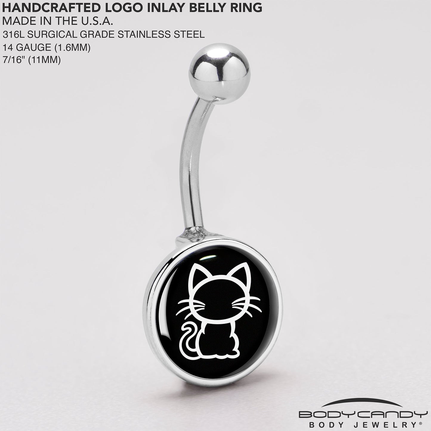 Black and White Kitty Cat Belly Ring by Onyx O