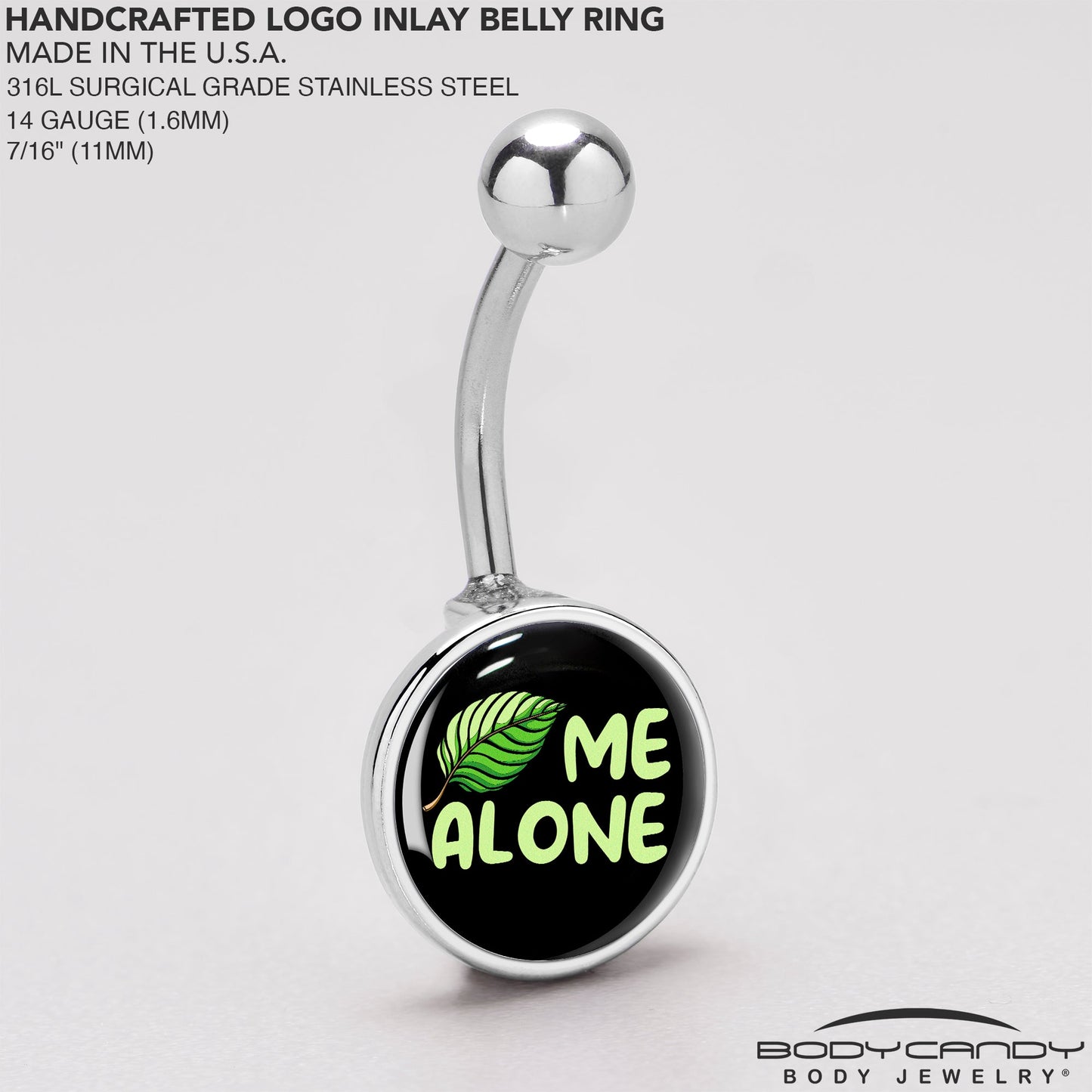 Black Green Leaf Me Alone Belly Ring by Onyx O