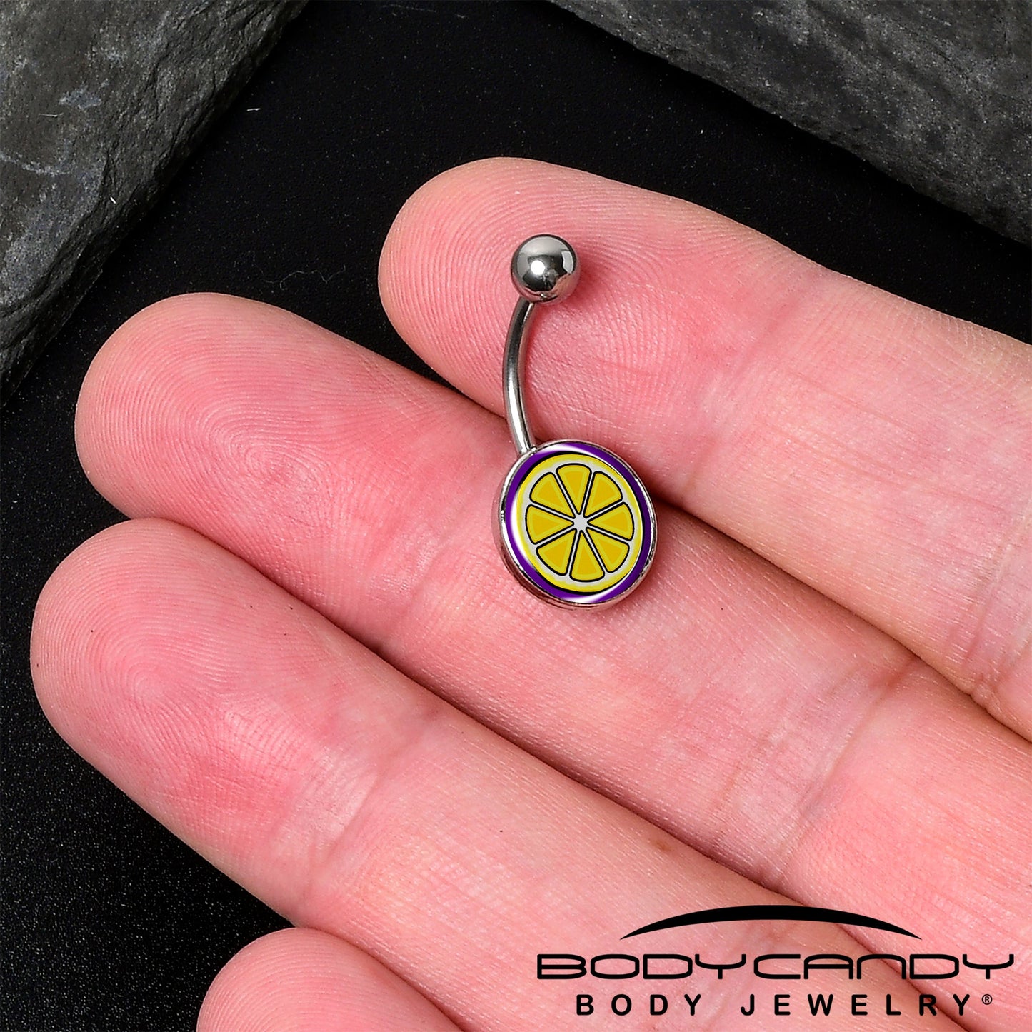 Yellow Slice of Lemon Belly Ring by Onyx O